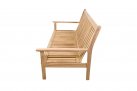 Sofa 3-osobowa z drewna teak z bezowymi poduszkami LOUNG