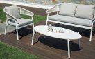 CAP-FERRAT zestaw wypoczynkowy ogrodowy aluminium lina gres biały
