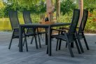 Wysokie pochylane krzesło stołowe ogrodowe aluminium antracyt AMIR pochylane oparcie