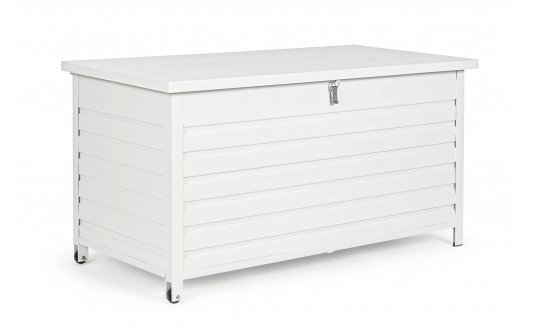 Biała akrzynia ogrodowa na kółkach aluminiowa ATLANTIC 141x73x73 cm Bizzotto Biała akrzynia ogrodowa na kółkach aluminiowa ATLANTIC 141x73x73 cm Bizzotto