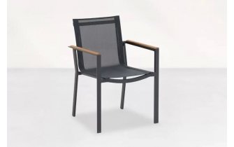 Grafitowe sztaplowane krzesło ogrodowe aluminiowe PRIMAVERA Teak  Life