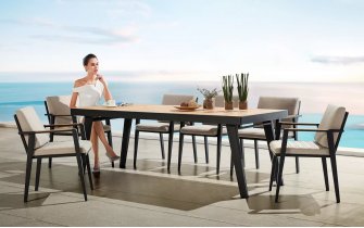 Komplet mebli stołowych na taras  aluminiowy ciemnoszary EMOTI Dining Higold