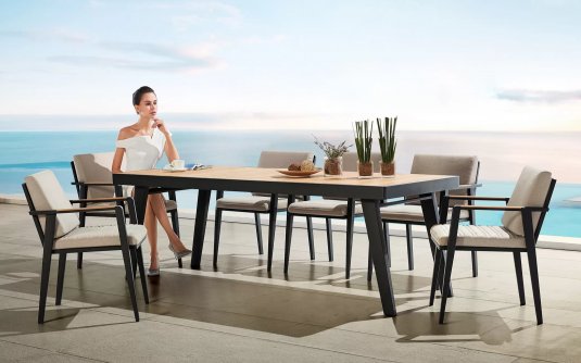 Komplet mebli stołowych na taras  aluminiowy ciemnoszary EMOTI Dining Higold