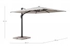 Parasol obrotowy pochylany 2 płaszczyzny alu grafit poszycie szarobeżowe ARIES 3x3