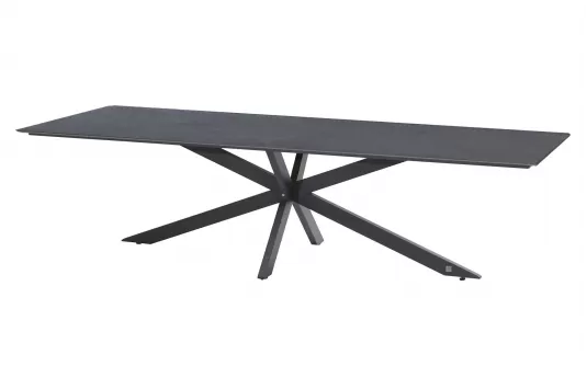 Ekspresowy stół ogrodowy 280 x 95 cm podstawa krzyżowa aluminiowa ciemnoszara blad HPL ciemnoszary minerva 4so