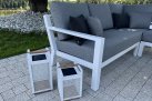 Narożnik Timber 222x222 aluminiowy biały poduszki Mist Grey Soltex