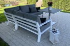 Narożnik Timber 222x222 aluminiowy biały poduszki Mist Grey Soltex