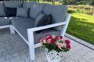 Narożnik Timber 222x222 aluminiowy biały poduszki Mist Grey Soltex