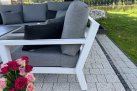 Narożnik Timber 222x222 aluminiowy biały poduszki Mist Grey Soltex