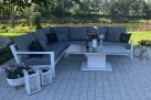 Narożnik Timber 222x222 aluminiowy biały poduszki Mist Grey Soltex
