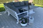 Narożnik Timber 222x222 aluminiowy biały poduszki Mist Grey Soltex