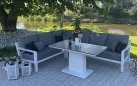 Narożnik Timber 222x222 aluminiowy biały poduszki Mist Grey Soltex