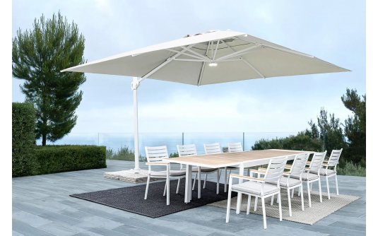 Biały parasol ogrodowy obrotowy i pochylany 4x3 EDEN bizzotto Biały parasol ogrodowy obrotowy i pochylany 4x3 EDEN bizzotto