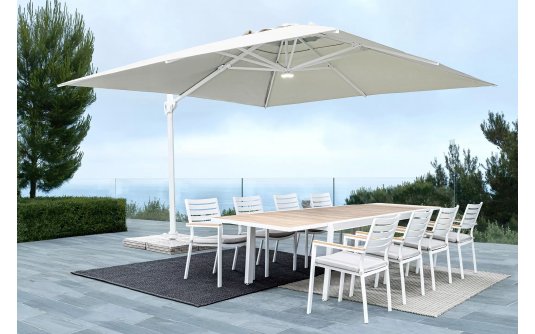 Biały parasol ogrodowy obrotowy i pochylany 4x4 EDEN bizzotto Biały parasol ogrodowy obrotowy i pochylany 4x4 EDEN bizzotto