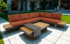 Narożnik modułowy BARBADOS aluminiowy grafitowy / elementy teak / poduszki czerwone Olefin