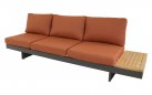 Narożnik modułowy BARBADOS aluminiowy grafitowy / elementy teak / poduszki czerwone Olefin