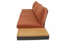Narożnik modułowy BARBADOS aluminiowy grafitowy / elementy teak / poduszki czerwone Olefin