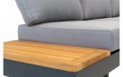 Narożnik modułowy BARBADOS aluminiowy grafitowy / elementy teak / poduszki szare Olefin