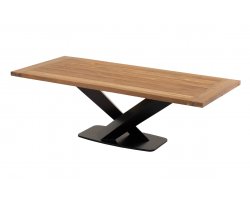 Stół obiadowy TARANTO srostokątny 240x100 cm nogi czarne blat teak recykling