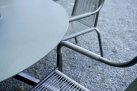 Okrągły stół aluminiowy CREST Ø120 czarna noga blat kamień natryskowy