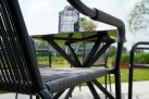 Okrągły stół aluminiowy CREST 90x90 czarna noga blat kamień natryskowy