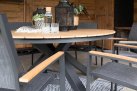 Okrągły stół ogrodowy aluminiowy antracyt blat kompozyt teak d120 AREZZO