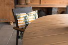 Okrągły stół ogrodowy aluminiowy antracyt blat kompozyt teak d120 AREZZO