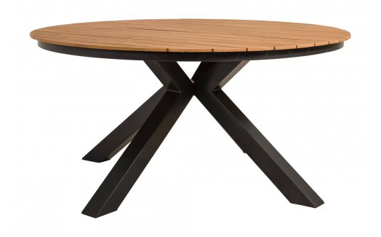 Okrągły stół ogrodowy aluminiowy antracyt blat kompozyt teak d120 AREZZO