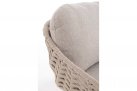 Sofa ogrodowa TAMIRES podstawa teak / siedzenie lina polipropylenowa beżowa / poduszki szarobezowe Olefin