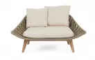 Łóżko ogrodowe nowoczesne z podstawą tik i oplotem z liny taupe tamires bizzotto