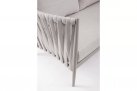 Szeroka designerska sofa na taras aluminiowa JACINTA beżowa poduszki Olefin