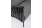 Szeroka designerska sofa na taras aluminiowa JACINTA ciemnoszara poduszki Olefin