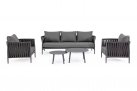 Szeroka designerska sofa na taras aluminiowa JACINTA ciemnoszara poduszki Olefin