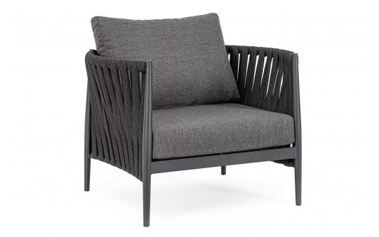 Designerski fotel na taras aluminiowy JACINTA ciemnoszary poduszki Olefin Designerski fotel na taras aluminiowy JACINTA ciemnoszary poduszki Olefin