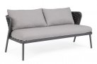 Grafitowa sofa dwuosobowa nowoczesna aluminiowa HARLOW poduszki Olefin