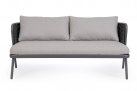 Grafitowa sofa dwuosobowa nowoczesna aluminiowa HARLOW poduszki Olefin