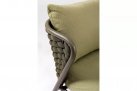 Oliwkowa sofa dwuosobowa nowoczesna aluminiowa HARLOW poduszki Olefin