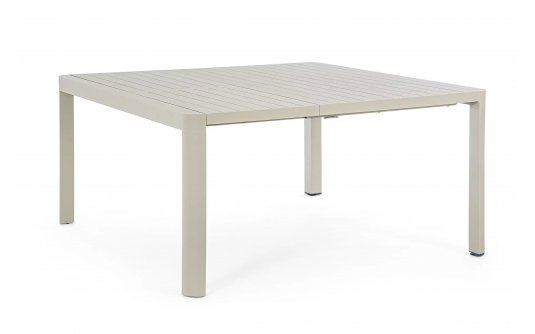 Beżowy stół rozkładany do kwadratu aluminiowy na taras KIPLIN 149x97-149  bizzotto