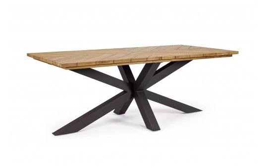 Stół ogrodowy PALMDALE nogi aluminiowe czarne blat z drewna teak bizzotto Stół ogrodowy PALMDALE nogi aluminiowe czarne blat z drewna teak bizzotto
