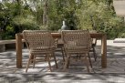 Duży stół z drewna teak MAVERICK 200 okrągłe nogi krzesła MADISON