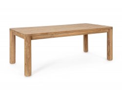Duży stół z drewna teak MAVERICK 200 okrągłe nogi bizzotto