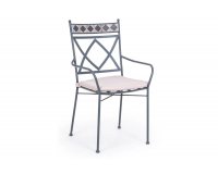 Szare sztaplowany fotel metalowy BERKLEY z ornamentami