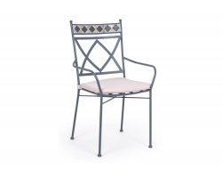 Szare sztaplowany fotel metalowy BERKLEY z ornamentami