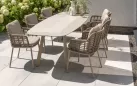 Stół na taras aluminiowy MANOLO beżowy 240 cm z blatem ceramicznym