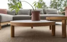 Okrągły stolik kawowy FINN Ø60 teak / blat ceramiczny