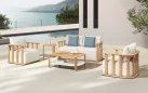 Teakowy zestaw wypoczynkowy do patio PALLISAD Lounge beżowe poduszki grube Higold