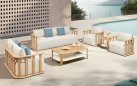 Teakowy zestaw wypoczynkowy do patio PALLISAD Lounge BIG beżowe poduszki grube Higold