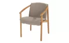 Krzesło ogrodowe do jadalni TESS teak z poduszkami Taupe Materiał Boucle