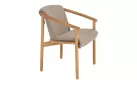 Krzesło ogrodowe do jadalni TESS teak z poduszkami Taupe Materiał Boucle