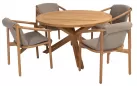 Krzesło ogrodowe do jadalni TESS teak z poduszkami Taupe Materiał Boucle